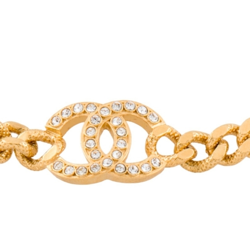 🆕️ Chanel CC Logo Gold &Strass Necklese - Picture 5 of 16